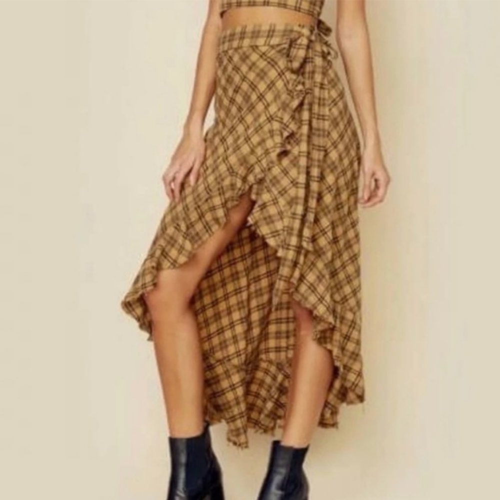 BLUE LIFE Aura Plaid Flannel Wrap Skirt XS